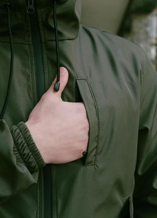 Мужская весенняя куртка ветровка с капюшоном из облегченной плащёвки софтшелл5 фото
