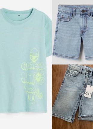 Футболка н&м и джинсовые шорты zara испания