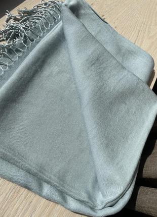 Кашемир шелк шарф палантин серый голубой cashmere silk5 фото