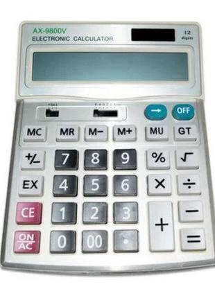 Калькулятор ax 9800v , 31 кнопка,  серебристый, размеры 200х155х50, box