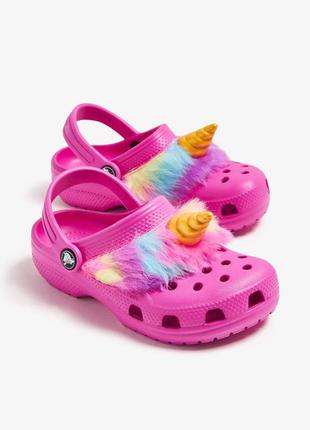 Крокс детские розовые классик клог crocs toddler classic i am unicorn clog juice