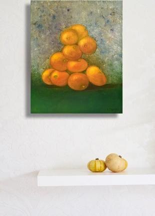 Натюрморт маслом мандарины, холст на подрамнике, 45*35 см6 фото