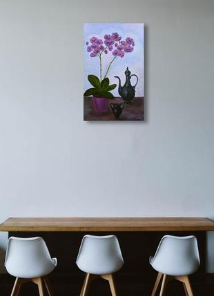 Натюрморт маслом орхидеи, холст на подрамнике, 65*40 см7 фото