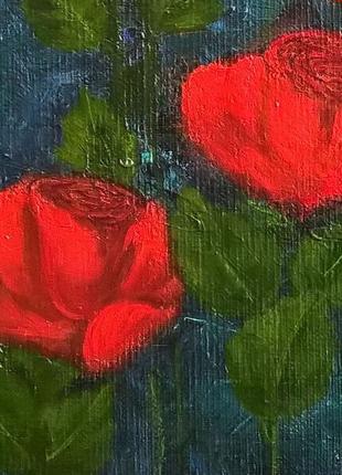 Картина маслом красные розы, холст на подрамнике, 60*40 см4 фото