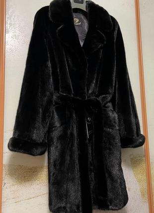 Шуба норковая халат с английским воротом 90 см р.46-482 фото
