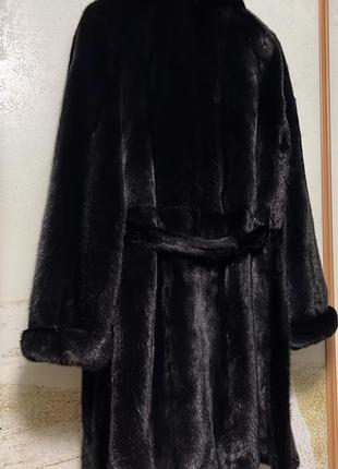 Шуба норковая халат с английским воротом 90 см р.46-486 фото