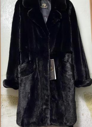 Шуба норковая халат с английским воротом 90 см р.46-487 фото
