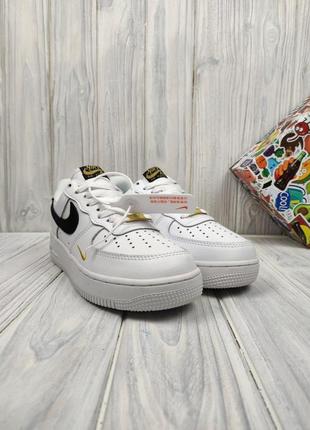 Nike air force 1 low white black gold8 фото