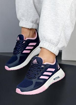 Синие розовые женские спортивные кроссовки тканевые текстильные9 фото