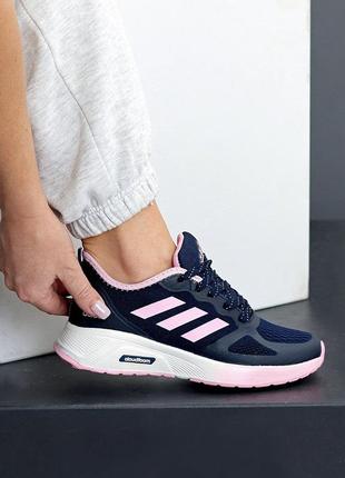Синие розовые женские спортивные кроссовки тканевые текстильные2 фото