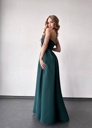 Смарагдова вечірня/святкова/випускна сукня xs s m l зелене плаття максі з розміром на ніжці 42 44 464 фото