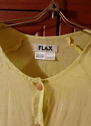 Бледо желтая льняная рубашка блузка лен flax5 фото