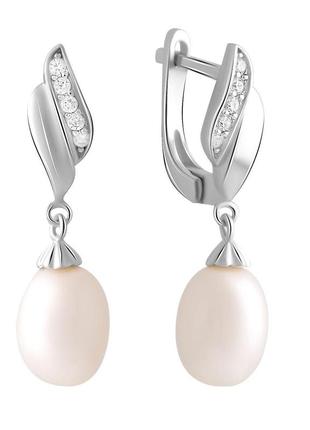 Срібні сережки високої якості з натуральними перлами 6.5ct (2041290)
