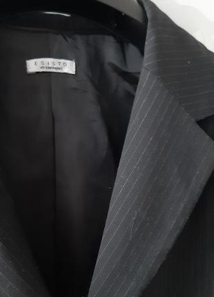 Черный удлинённый пиджак жакет блейзер в тонкую полоску платье-пиджак6 фото