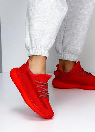 Красные женские спортивные кроссовки тканевые текстильные4 фото