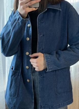 Джинсовая куртка/рубашка/пиджак/блейзер удлиненная с карманами размер 40-425 фото