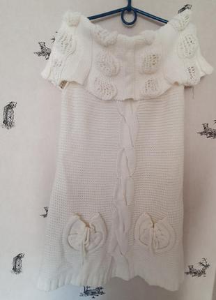 Обалденное вязаное белое платье2 фото