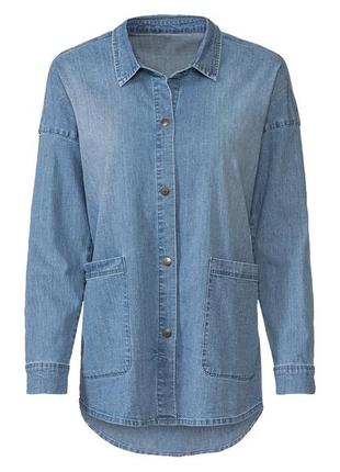 Женская джинсовая рубашка оверсайз esmara нижняя размер 481 фото