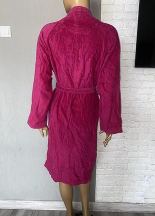 Махровый хлопковый халат цвета фуксия vossen, xs-s2 фото
