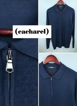 Cacharel paris mens wool blend 1/4 zip ls knitted polo мужской джемпер
