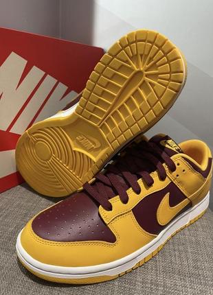 Оригинальный кроссовки nike dunk low arizona state найк датки желтые бордовые арезона2 фото