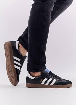 Мужские кроссовки в стиле adidas originals samba адидас самба / демисезонные / весенние, летние, осенние / обувь / кожа, замша / черные, белые