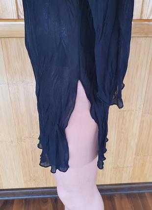 Черная шифоновая жатка удлиненная блуза/туника в восточном стиле xs-m6 фото