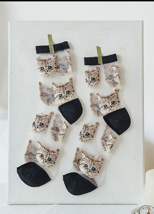 Эксклюзивные носки котики сетка черный