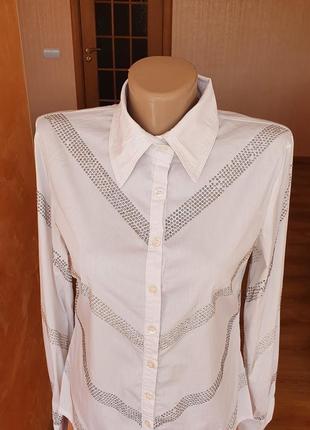 Базовая натуральная визкоза белая блуза/рубашка 38,40р