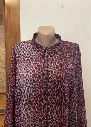 Легкая шифоновая леопардовая рубашка блуза george размер 48-505 фото
