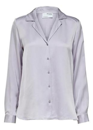 Рубашка-блуза, вискозная блуза, рубашка из вискозы, пурпурная рубашка от бренда selected1 фото