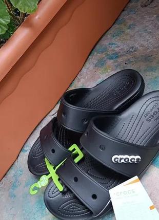 Crocs classic sandal шлепанцы чёрные на толстой подошве.5 фото