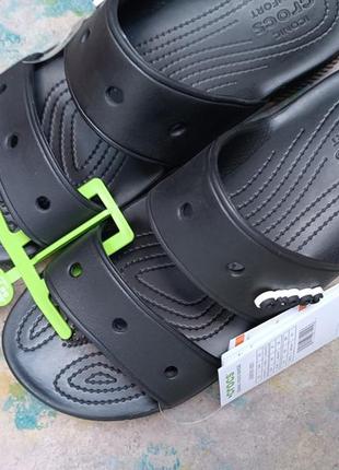 Crocs classic sandal шлепанцы чёрные на толстой подошве.8 фото
