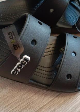 Crocs classic sandal шлепанцы чёрные на толстой подошве.9 фото
