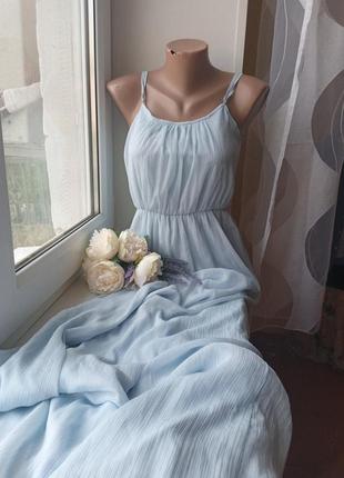 Zara макси сарафан небесного цвета на бретелях красивая спинка xs-s-размер  новое6 фото