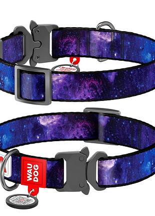 Ошейник для собак нейлоновый waudog nylon c qr-паспортом, рисунок "nasa21", металлическая пряжка-фастекс, m, ш 20 мм, дл 28-40 см
