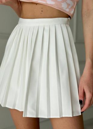 Однотонные шорты-юбка плиссе длины мини.7 фото