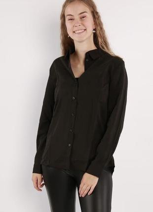 Черная рубашка, черная блуза-рубашка щу вискозы (модал) от бренда only1 фото