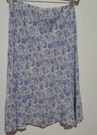 100% вискоза натуральная фирменная юбка миди легкая лавандовый цветочек9 фото