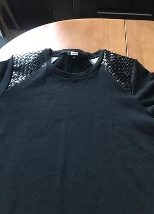 Свитшот длинный с кожанными плечами, классика унисекс