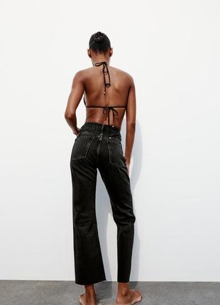 Вареные черные джинсы высокая посадка zara new4 фото