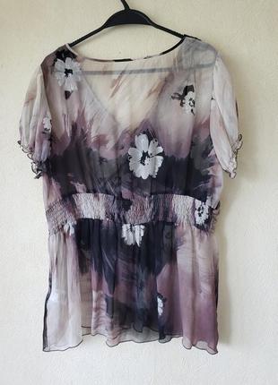 Новая текстурированная  блуза с цветочным принтом 20 uk марокко4 фото