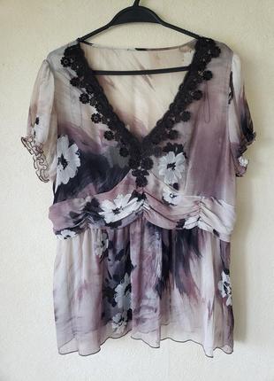Новая текстурированная  блуза с цветочным принтом 20 uk марокко1 фото
