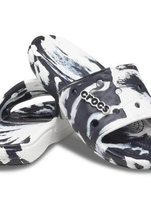 Crocs classic crocs marbled slide шлепанцы крокс, оригинал м9 /42-43.2 фото