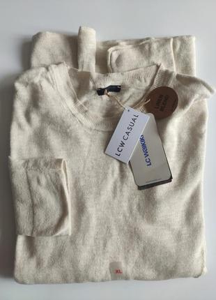 Пуловер мужской летний lc waikiki linen blend  р.xl светло бежевий3 фото