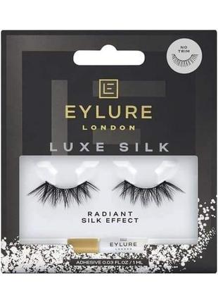 Eylure london luxe silk radiant silk effect 
накладные ресницы черные с клеем 1 мл