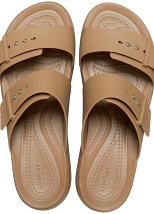 Crocs brooklyn buckle low шлепанцы беж на платформе крокс w10 / 40-41.2 фото