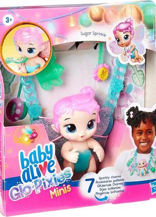 Лялька baby alive glo pixies minis carry ‘n care necklace, sugar sprinkle