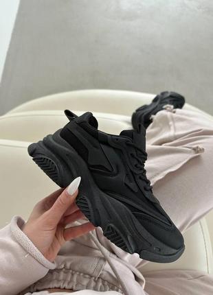 Женские черные легкие базовые кроссовки с екокожи4 фото