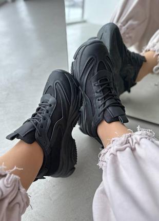 Женские черные легкие базовые кроссовки с екокожи6 фото